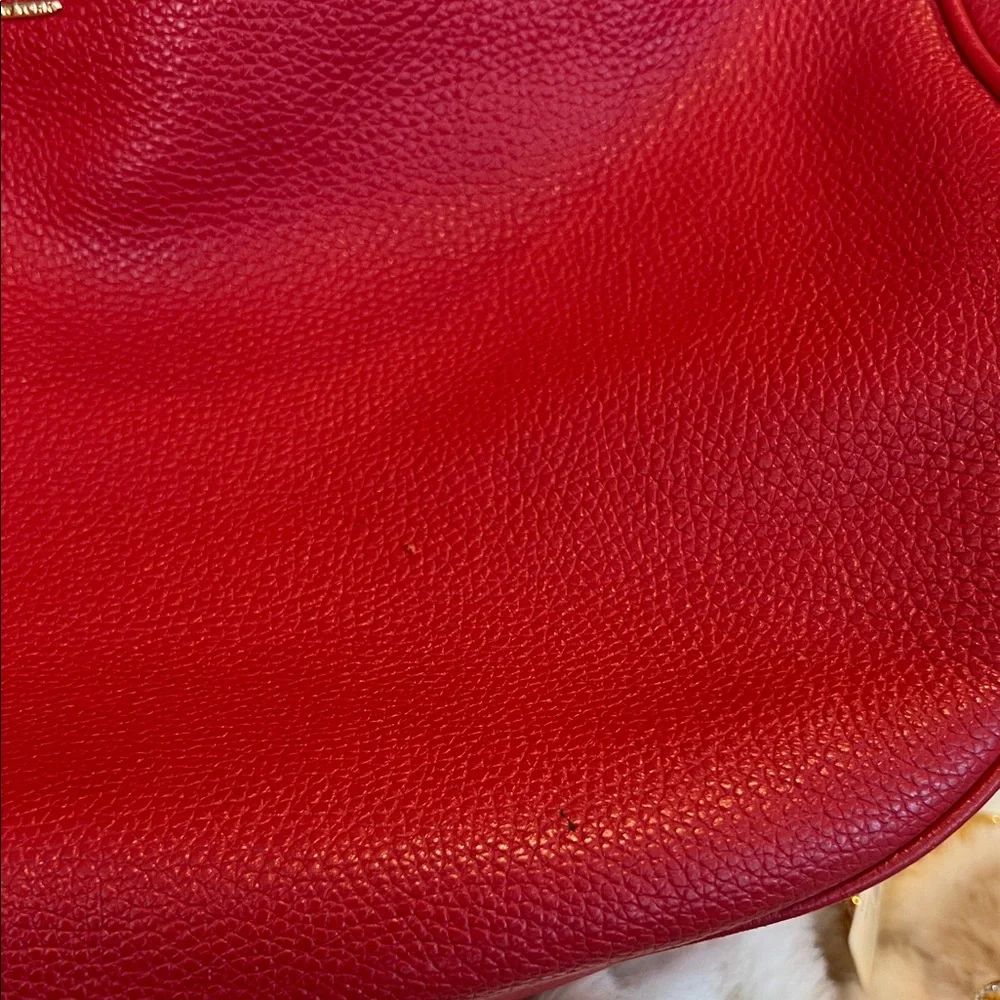 Coach Pebbled Leather Red Hobo Bag